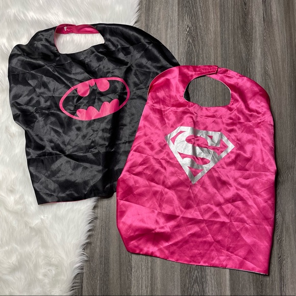 Batman/Superman Other - Girls Batman Superman Pretend Play Capes Black Hot Pink Ages 4-6